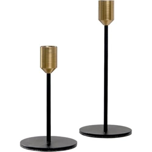 Modern Gold Taper Candlesticks Holders Black Metal Skinny Candle Holders for Holiday Dinner Party Wedding Home Desk Decoration