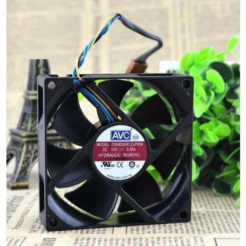 SSEA New Wholesale AVC 8025 12V 0.35A DS08025R12UP059 PWM Control of motor speed cooling fan 80*80*25mm