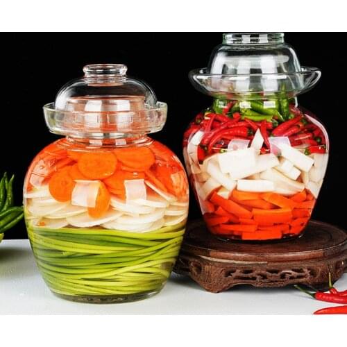 Creative Transparent Glass Kimchi Jar Chinese Tradition Pickle Jars Cabbage Vegetables Chili Pickled Container Pickling Bottle