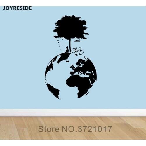 JOYRESIDE Planet Earth Tree Wall World Globe Decal Vinyl Sticker Decor Home Kids Room Bedroom Ecology Sign Decoration Mural A479