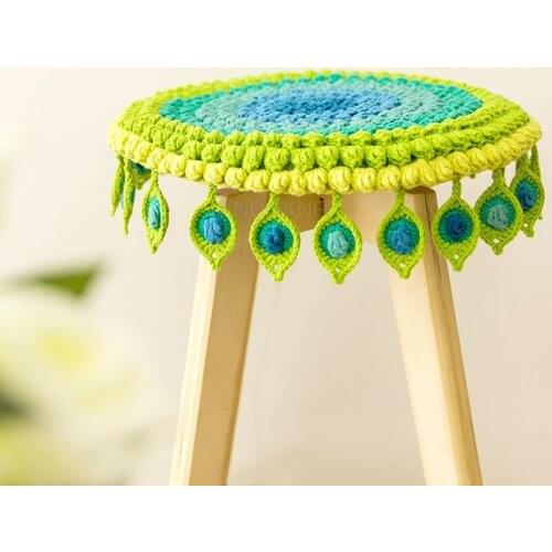 Crochet Sofa Peacock Feather Seat Cushion Perfect Quality Hand Table Mats Home Decoration Housewarming Gift