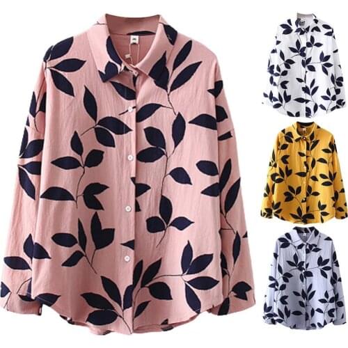 Summer Women T-shirt Casual Long Sleeve Shirt Tree Leaves Printed Top Blouse топ женский t-shirty damskie