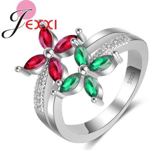 925 Sterling Silver Cubic Zirconia Stone Rings Flower Rings Bague Engagement Anillos Anel Rings For Women Wedding Rings