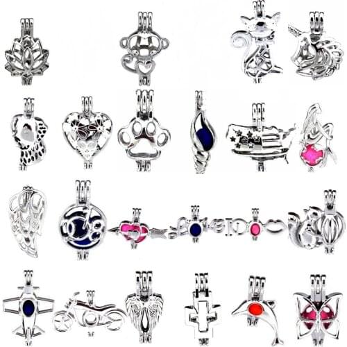 1X Butterfly Cross Dog Locket Oyster Pearl Beads Cage Party Jewelry Locket Girl Boys Best Gift
