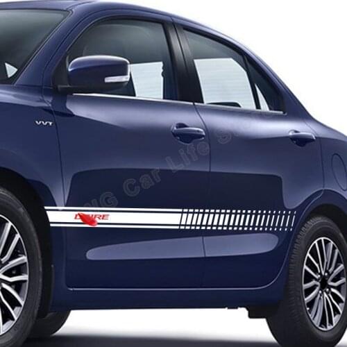 2 Pcs Car Stickers For Suzuki Dzire Accessories Racing Sports Long Stripe Sticker Auto Body Decals
