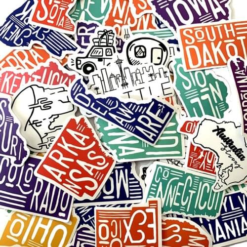 2021 Retro State English label PVC 50Pcs/Lot Waterproof Sticker For Luggage Laptop Bike Motorcycle Phone Car Case Decal Sticker