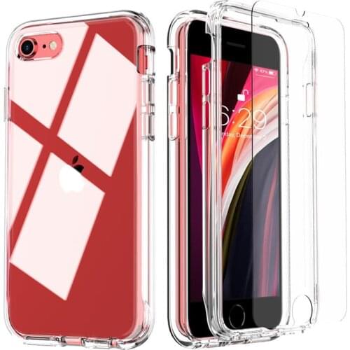 360 Degree Full Body Phone Case for iPhone 11 12 Pro Max X Xr Xs Max 8 7 Plus SE Case with 2 Pcs Tempered Glass Screen Protector