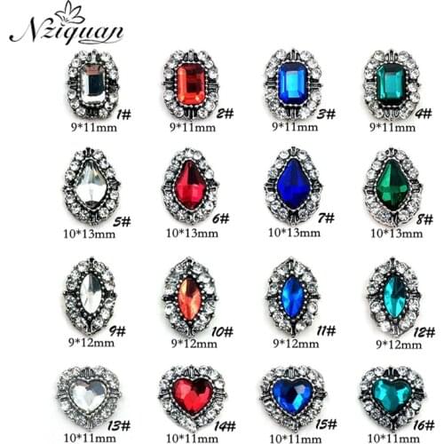 NZIQUAN 10PCS 10mm Retro Alloy Nail Art Decoration 3D Nail Decoration Jewelry Geometric Flat Rhinestone DIY Nail Art New