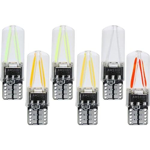 4Pcs 12V Silicone LED T10 Car Clearance Light W5W 194 168 COB Filament Wedge Side License Plate Bulb Stop Parking Lamp