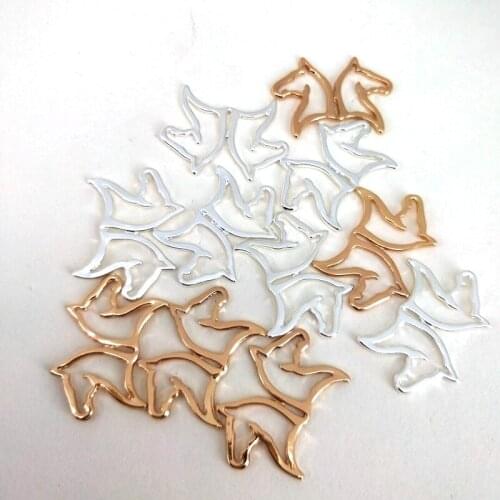 50 pcs Couple horse charm two horse two colors gold and silver color pendant for women