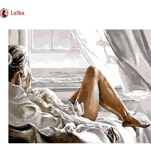 5d diy diamond painting Hot selling home art beautiful woman looking at sea view mosaic diamond crystal painting full square