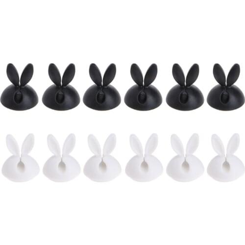 6Pcs Cute Rabbit Ears Cable Bobbin Winder Clip Wire Organizer Desk Cord Holder