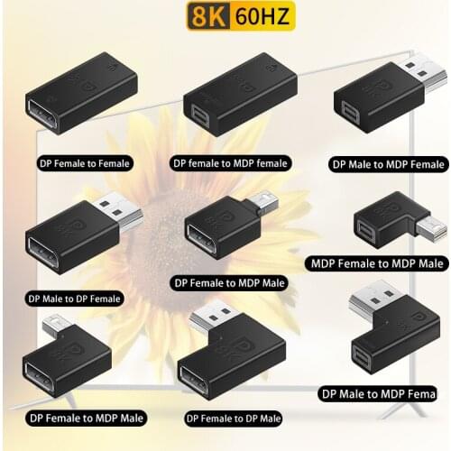 8K 60Hz Displayport DP 1.4 Cable Adapter Connector 4K 144Hz Display Port to Mini Displayport MDP Plug Converter for Laptop