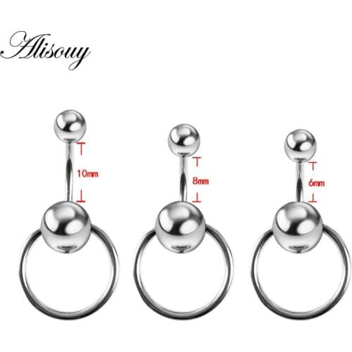 Alisouy 1 PC 6/8/10mm length Navel piercing Circle 14G Surgical Steel Sexy Belly Button Ring belly piercing Jewelry for women