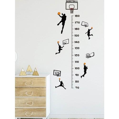 Basketball Home Decal Height Measure Wall Sticker For Kids Boy Room Baby Nursery Growth Chart Gifts