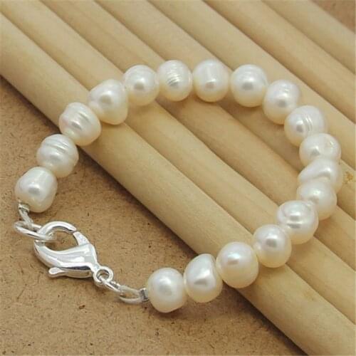 925 Sterling Silver Bracelet Natural Freshwater Pearl Bracelet For Woman Charm Jewelry Gift