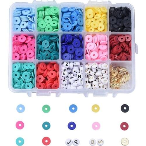 Polymer Clay Beads Multicolor 4x7mm English Letter Spacer Beads for Diy Handmade Jewelry Making Bracelet Combination Boxed
