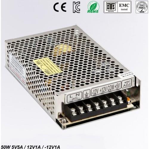 Fast delivery high reliable T-50B 5/12/-12v triple output switch power supply led driver output 50w output type
