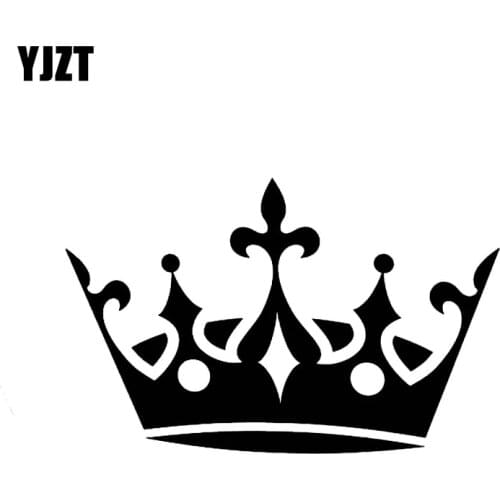 YJZT 12.7CM*8.1CM Double Round Crown Vinyl Car Sticker Decals Black/Silver C13-00024