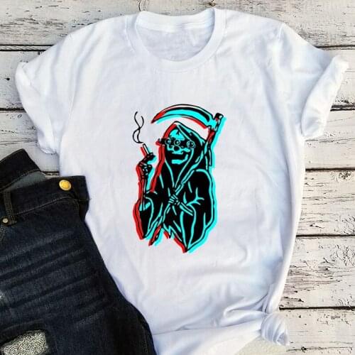 Forward Observations Grim Reaper Graphic T Shirts Aesthetic Clothes Women Plus Size Halloween Horror Movie Clothing Harajuku M