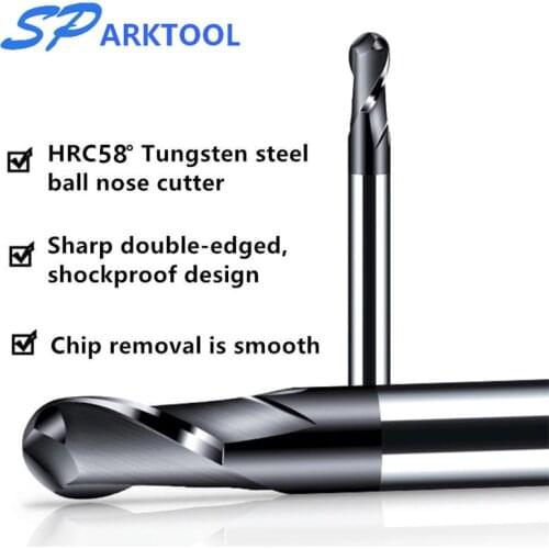 HRC58 Ball Nose cutter Carbide end Alloy Coating Tungsten Steel Cutting Tool 1 2 4 5 6 8 mm 2Flutes Milling Cutter CNC