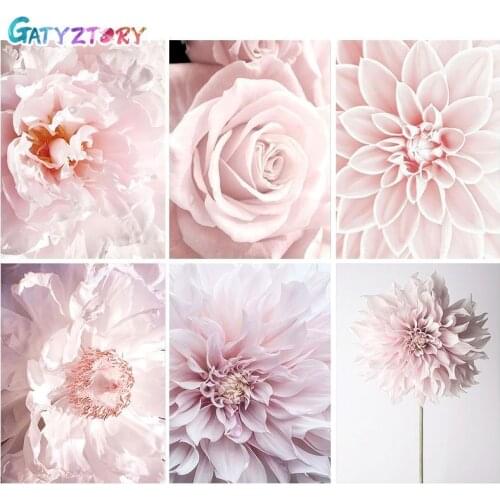 GATYZTORY Paint By Numbers For Adults Kids Picture Drawing Home Decor Pink Flower Coloring On Canvas Artwork 60x75cm