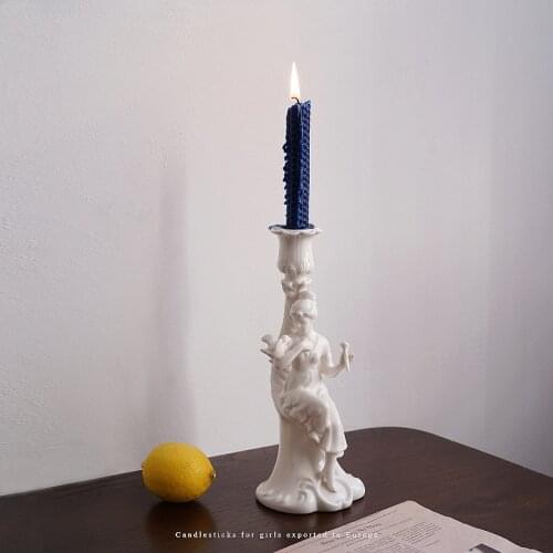 Ceramic Candle Holder Pillar White Creative European Ornaments Romantic Tabletop Dinner Portavelas Home Decoration ED50ZT