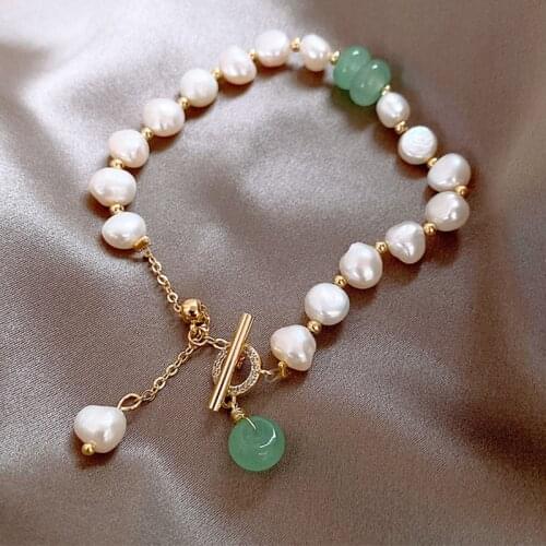 Classic Fashion Natural Stone Pearl Pendant Bracelet For Woman Exquisite New Lucky Cuff Bracelet Anniversary Gift Luxury Jewelry