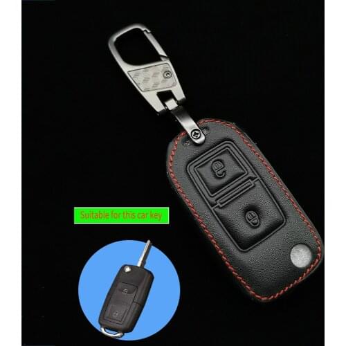 2 Buttons Leather Car Key Case Cover For Volkswagen Vw Polo Golf Passat Beetle Caddy T5 Up Eos Tiguan Seat For Skoda Remote Fob