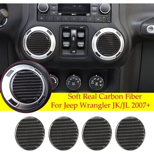 Carbon Fiber Dashboard Air Vent Outlet Cover Fit For Jeep Wrangler JK/JL 2007-2020