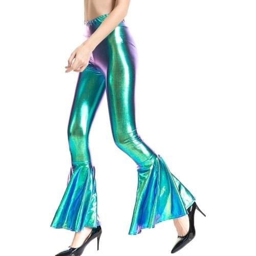 CHSDCSI High Waist Sexy Legging Fish Mermaid Punk Push Up Pants Workout Women Party Silber Gold Green Shiny