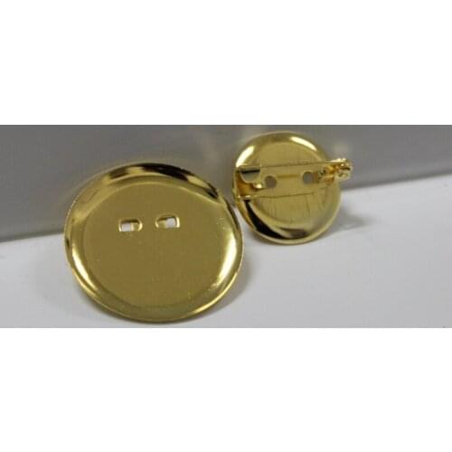 200PCS 20MM 30MM Gold color Iron Disc Shaped Brooch Base with Pins Diy Jewelry Findings Accessories