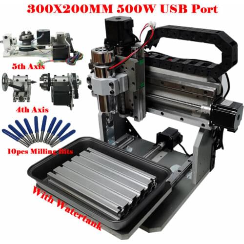 DIY Mini CNC 3020 Router 5 Axis 4 Axis 3 Axis 500W USB Port for Wood Aluminum Engraving Milling Drilling Square Line Rail