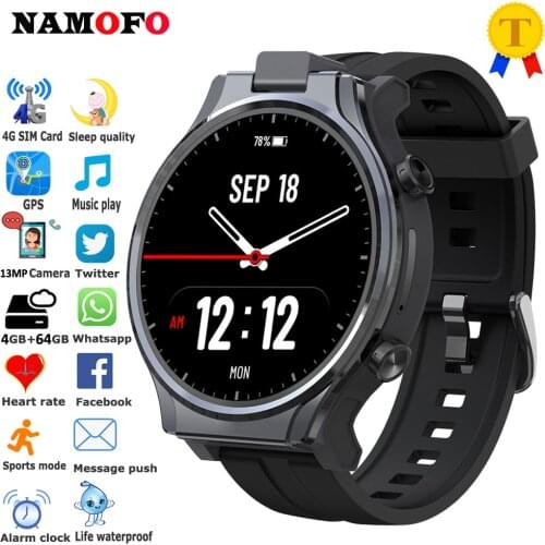 New Modern 4G Smartwatch Men With 13MP Rotatable Camera 4GB+64GB SIM Card Android 10.0 System GPS Sports Tracker Smart Watches