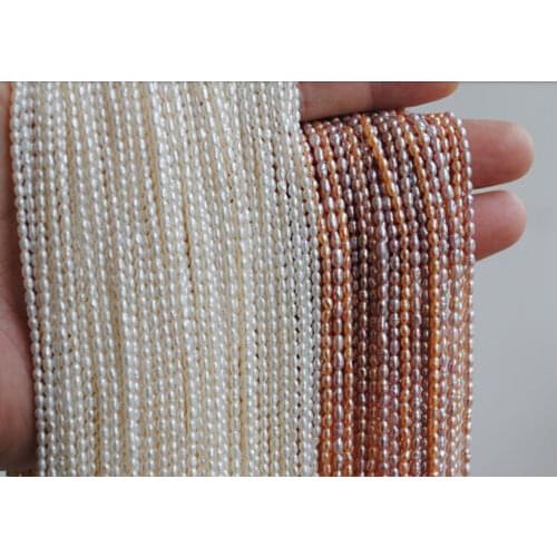 Top Real pearl Small Rice Bead 2-3mm Natural pearl 35cm Strand White Loose Beads