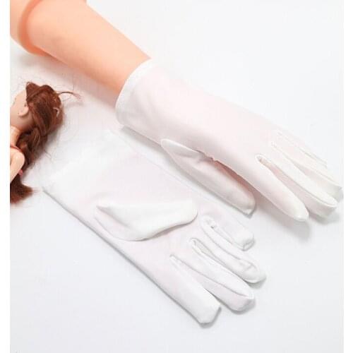 Men Black White Etiquette Short Gloves Thin Stretch Spandex Sports Driving Sun Protection Five Fingers Gloves Inspection Glove
