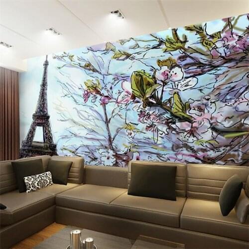 Custom Any Size 3D Poster Wallpaper Paris Eiffel Tower Mural Wall Art Living Room Bedroom TV Sofa Background Photo Wallpaper