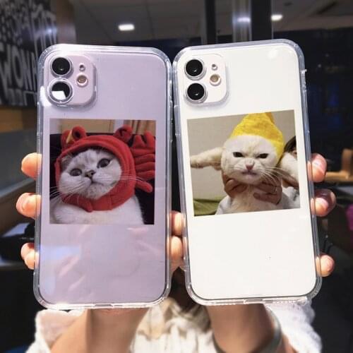 JAMULAR Cute Cartoon Cat Clear Phone Case For iPhone 12 11 Pro X XS MAX XR SE20 7 8 6Plus Animal Shockproof Soft TPU Cover Coque