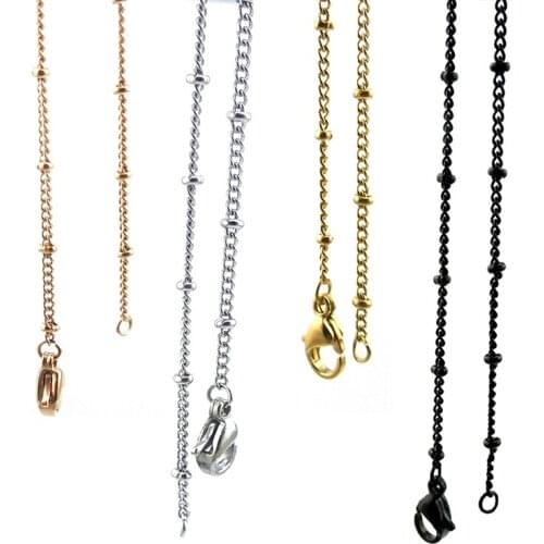 Silver ball station chain with lobster clasp 14-24 inch can be choose stainless steel ball station chain