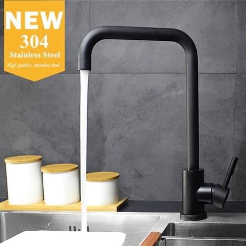 Black and white Color Kitchen Faucet Mixer 304 Stainless Steel Kitchen Faucet Mixer Dual Sink Rotation Kitchen Water Tap