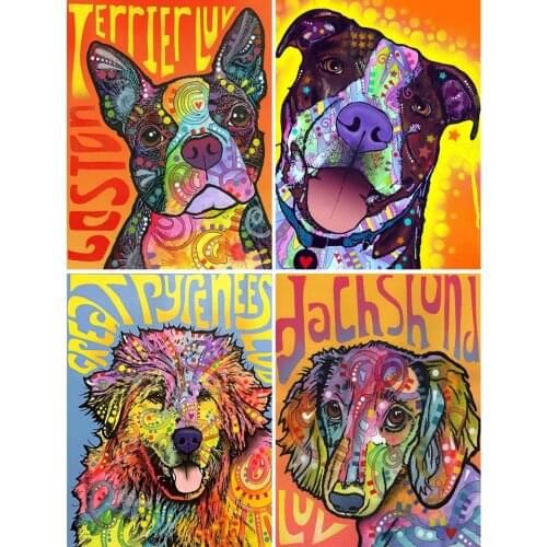 Dog 5D Diy Diamond Painting Color Animals Cartoon Cross Stitch Kit Full Drill Embroidery Mosaic Art Picture of Rhinestones Decor