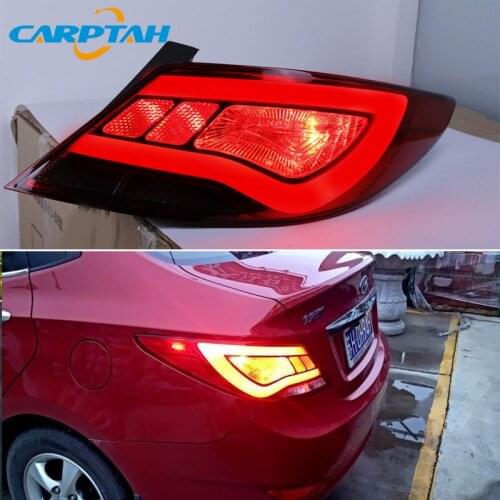 LED Car Taillight Tail Lights For Hyundai Solaris Accent 2012 2013 2014 Rear Fog Lamp Turn Signal Reverse Brake Light