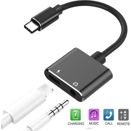 Type-C Aux Audio Cable Adapter USB Type C to 3.5mm Headphone Jack 2 in 1 Charger Adapter For Xiaomi Mi6 Note3 Mix 2 Huawei New