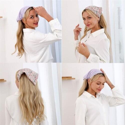 20Pcs/lot Prints Triangle Bandanas Elastic Hairbands Women Flower Bandage Headband Turban Bohemian Girls Hair Accessories