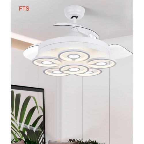 Modern minimalist fan light pull flower style bedroom living room dining room ceiling fan light LED dimming ceiling fan light