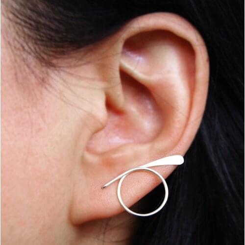 Ear Climber Earrings Handmade Circle Earring Gold Filled/925 Silver Jewelry Punk Oorbellen Minimalist Earrings for Women