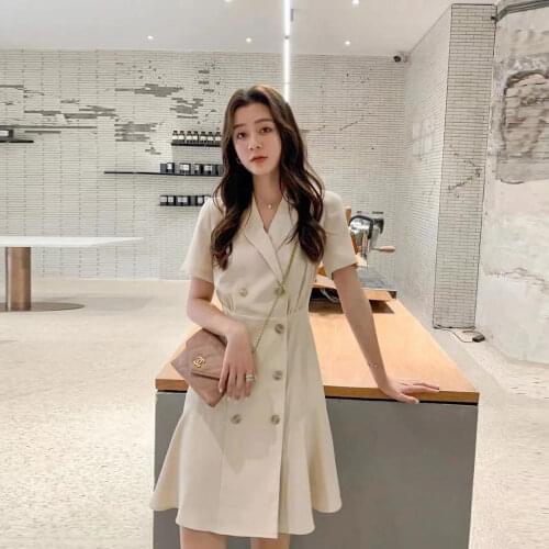 Business Suit and Dress Womens 2021 Spring and Summer New Temperament Professional Design Sense Double Breasted Fitted Waist S
