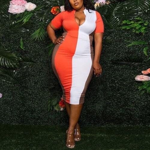 Sexy Bodycon Dress Women Summer 2021 Patchwork Short Sleeve High Waist Mid Calf Elegant Official Office Ladies Vestidos Mujer