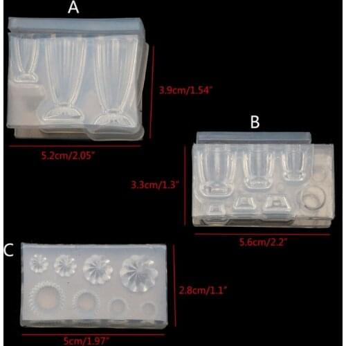 3D Small Glass Bottle Resin Mold Drink Bottle Jar Goblet Cup Simulated Food Mini Cake Cup Silicone Resin Mold Craft Tool Crystal