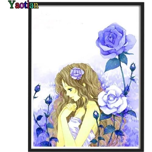 DIY Diamond Painting Blue rose girl Full Square/Round Drill 5D Diamond Embroidery Sale Diamond Picture of Rhinestones Home Decor